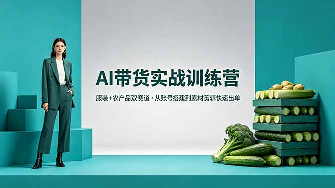 （18355期）AI带货实战训练营，服装+农产品双赛道，从账号搭建到素材剪辑快速出单-低成本创业项目大全｜短视频带货+AI副业变现｜知行创业网