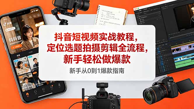 （18524期）抖音短视频实战教程，定位选题拍摄剪辑全流程，新手轻松做爆款-低成本创业项目大全｜短视频带货+AI副业变现｜知行创业网