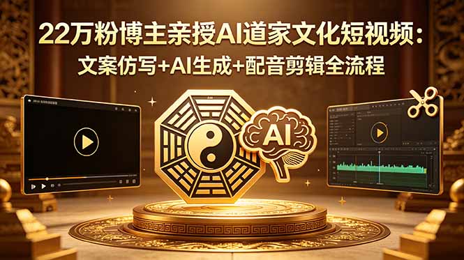 （18580期）22万粉博主亲授AI道家文化短视频：文案仿写+AI生成+配音剪辑全流程-低成本创业项目大全｜短视频带货+AI副业变现｜知行创业网