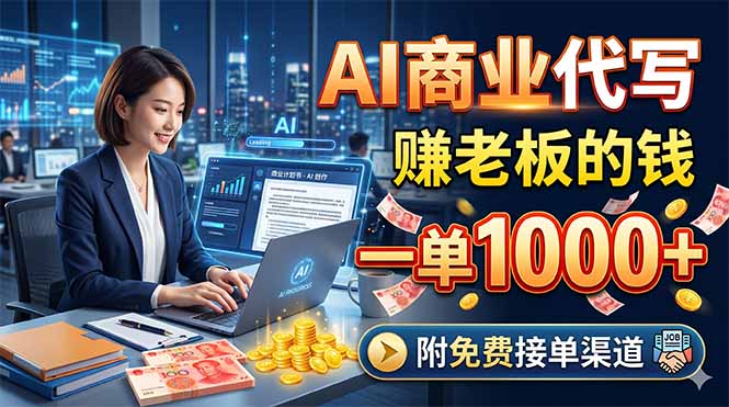 （18444期）AI商业代写，赚老板的钱，一单1000+，附免费接单渠道-低成本创业项目大全｜短视频带货+AI副业变现｜知行创业网