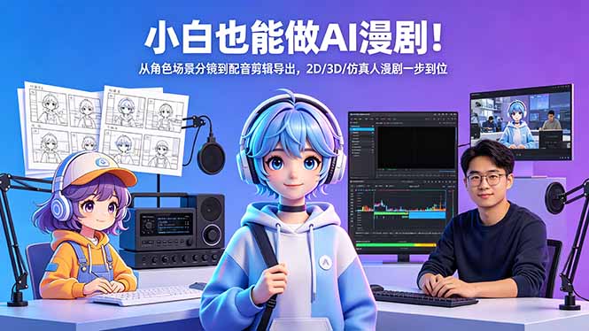 （18343期）小白也能做AI漫剧！从角色场景分镜到配音剪辑导出，2D/3D/仿真人漫剧一步到位-低成本创业项目大全｜短视频带货+AI副业变现｜知行创业网