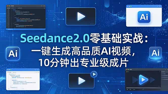 （18323期）Seedance2.0零基础实战：一键生成高品质AI视频，10分钟出专业级成片-低成本创业项目大全｜短视频带货+AI副业变现｜知行创业网