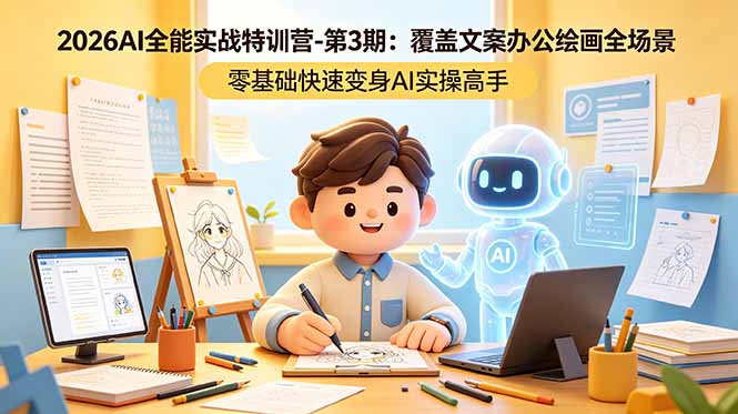 （18572期）2026AI全能实战特训营-第3期：覆盖文案办公绘画全场景 零基础快速变身AI实操高手-低成本创业项目大全｜短视频带货+AI副业变现｜知行创业网
