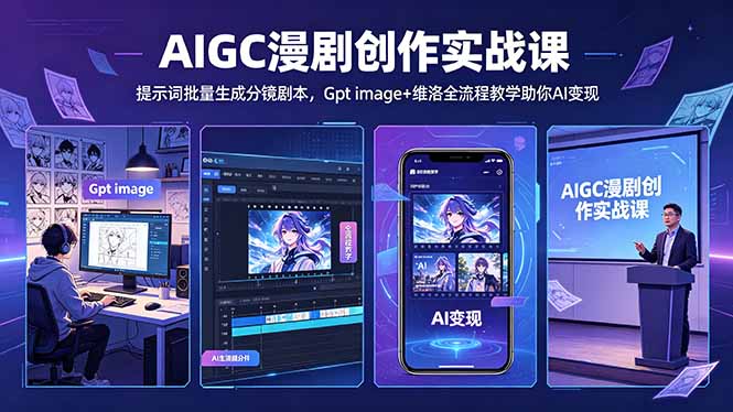 （18482期）AIGC漫剧创作实战课-更新5月16，提示词批量生成分镜剧本，Gpt image+维洛全流程教学助你AI变现-低成本创业项目大全｜短视频带货+AI副业变现｜知行创业网