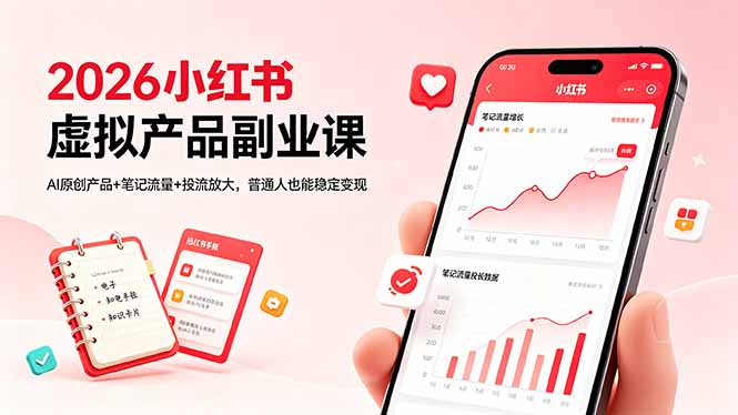 （18449期）2026小红书虚拟产品副业课，AI原创产品+笔记流量+投流放大，普通人也能稳定变现-低成本创业项目大全｜短视频带货+AI副业变现｜知行创业网