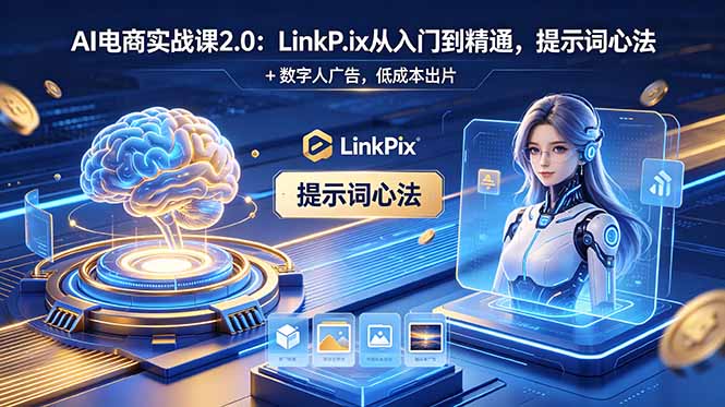 （18655期）AI 电商实战课2.0｜LinkPix 从入门到精通，提示词心法 + 数字人广告，低成本出片-低成本创业项目大全｜短视频带货+AI副业变现｜知行创业网