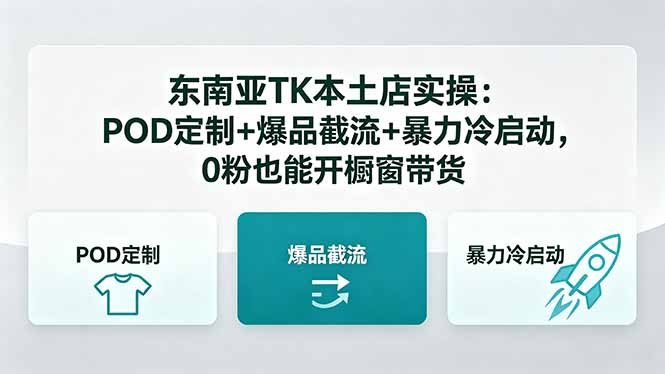 （18381期）东南亚TK本土店实操：POD定制+爆品截流+暴力冷启动，0粉也能开橱窗带货-低成本创业项目大全｜短视频带货+AI副业变现｜知行创业网