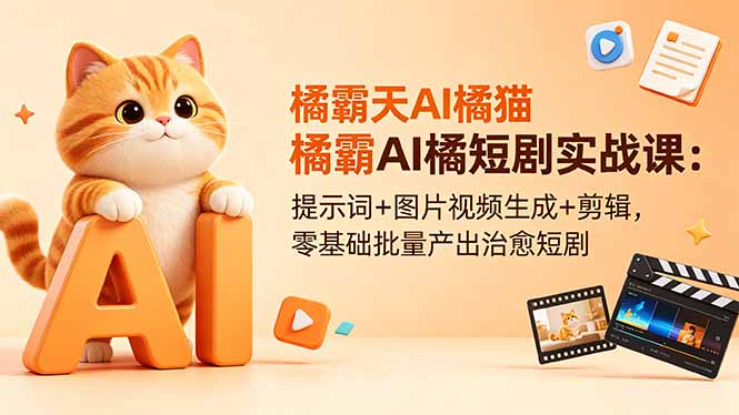 (18542期)橘霸天AI橘猫短剧实战课:提示词+图片视频生成+剪辑,零基础批量产出治愈短剧-低成本创业项目大全|短视频带货+AI副业变现|知行创业网