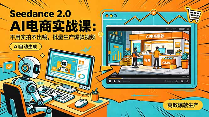 （18433期）Seedance 2.0 AI电商实战课：不用实拍不出镜，批量生产爆款视频打爆GMV-低成本创业项目大全｜短视频带货+AI副业变现｜知行创业网