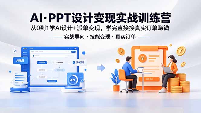(18458期)AI·PPT设计变现实战训练营,从0到1学AI设计+派单变现,学完直接接真实订单赚钱-低成本创业项目大全|短视频带货+AI副业变现|知行创业网
