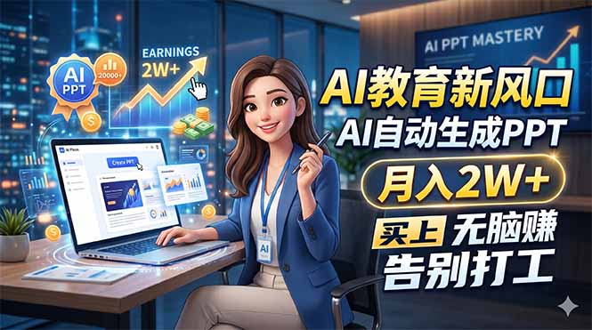 （18330期）AI教育新风口，AI自动生成PPT，月入2W+，无脑赚，告别打工-低成本创业项目大全｜短视频带货+AI副业变现｜知行创业网
