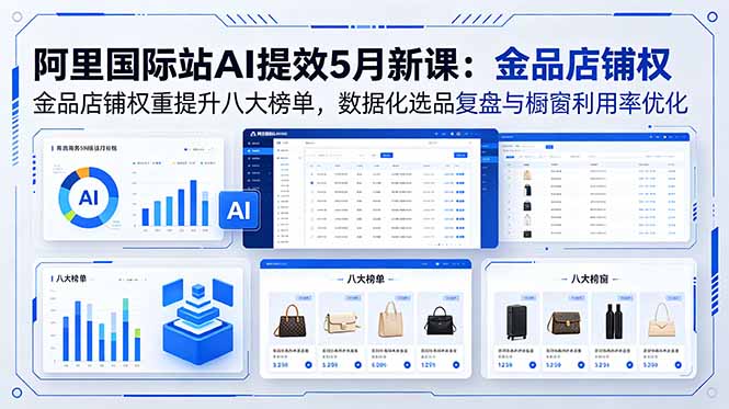 （18556期）阿里国际站AI提效5月新课：金品店铺权重提升八大榜单，数据化选品复盘与橱窗利用率优化-低成本创业项目大全｜短视频带货+AI副业变现｜知行创业网