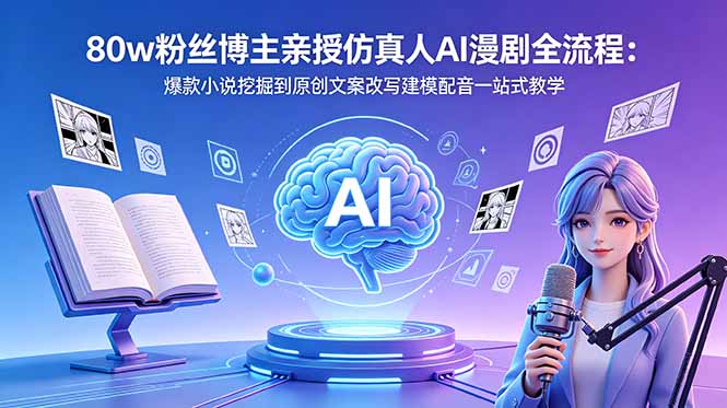 （18581期）80w粉丝博主亲授仿真人AI漫剧全流程：爆款小说挖掘到原创文案改写建模配音一站式教学-低成本创业项目大全｜短视频带货+AI副业变现｜知行创业网