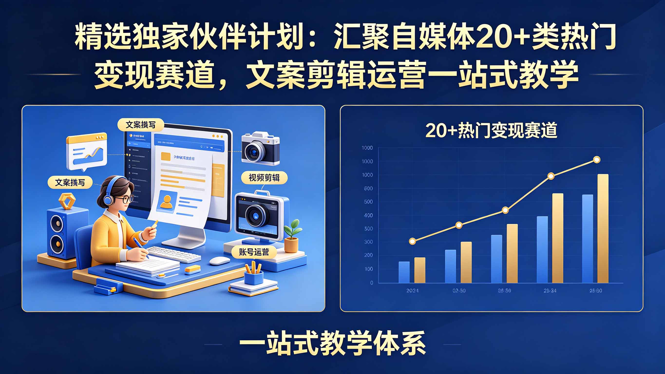 （18478期）精选独家伙伴计划：汇聚自媒体20+类热门变现赛道，文案剪辑运营一站式教学-低成本创业项目大全｜短视频带货+AI副业变现｜知行创业网