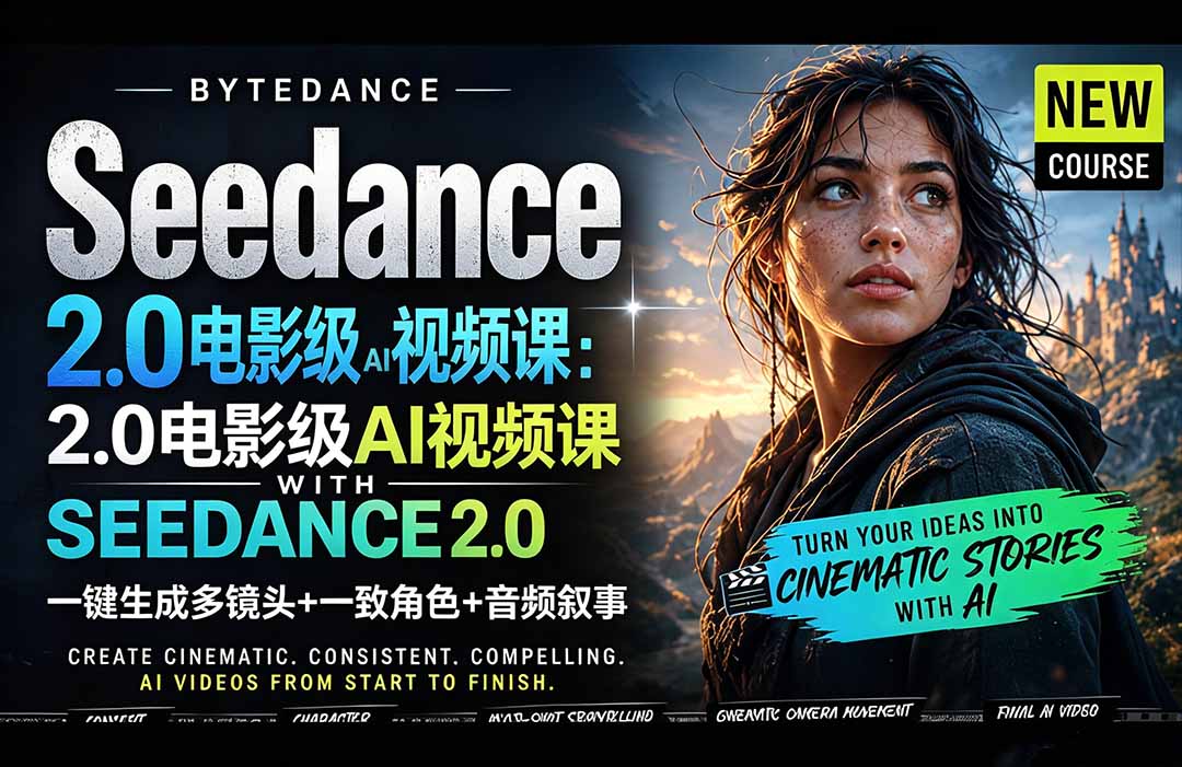 （18415期）Seedance 2.0电影级AI视频课：一键生成多镜头+一致角色+音频叙事-低成本创业项目大全｜短视频带货+AI副业变现｜知行创业网