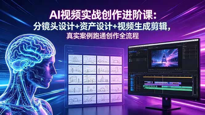 (18596期)AI视频实战创作进阶课:分镜头设计+资产设计+视频生成剪辑,真实案例跑通创作全流程-低成本创业项目大全|短视频带货+AI副业变现|知行创业网
