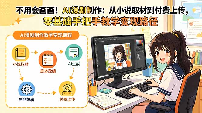 （18439期）不用会画画！AI漫剧制作：从小说取材到付费上传，零基础手把手教学变现路径-低成本创业项目大全｜短视频带货+AI副业变现｜知行创业网