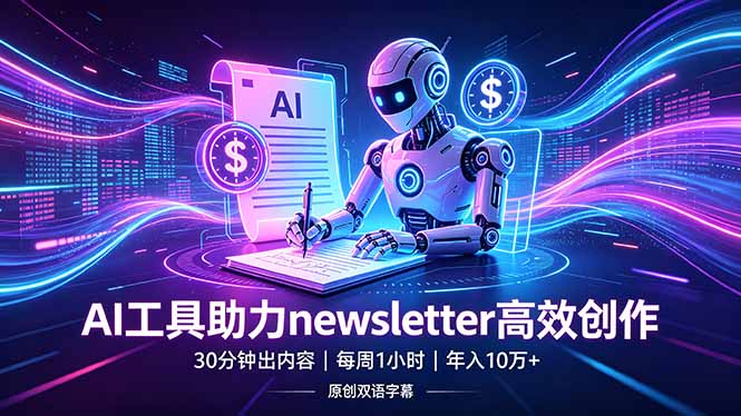 （18279期）做newsletter怕费时间？AI工具帮你30分钟出内容，每周1小时，年入10万+【原创双语字幕】-低成本创业项目大全｜短视频带货+AI副业变现｜知行创业网