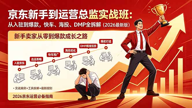 （18291期）京东新手到运营总监实战班：从入驻到爆款，快车、海投、DMP全拆解，2026最新版-低成本创业项目大全｜短视频带货+AI副业变现｜知行创业网