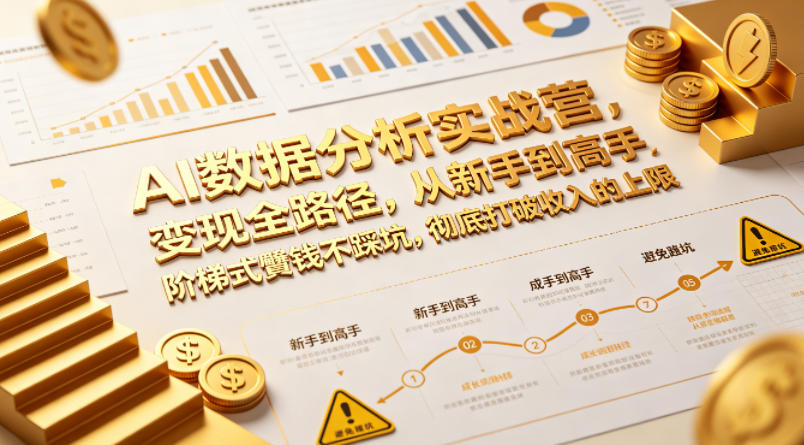AI数据分析实战营，变现全路径，从新手到高手，阶梯式賺钱不踩坑，彻底打破收入的上限-低成本创业项目大全｜短视频带货+AI副业变现｜知行创业网