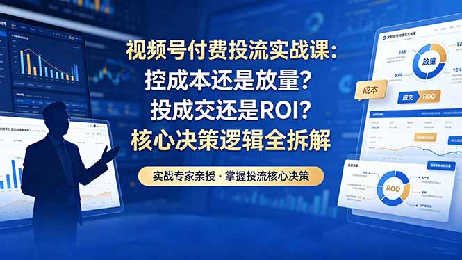 （18462期）视频号付费投流实战课-5月：控成本还是放量？投成交还是ROI？核心决策逻辑全拆解-低成本创业项目大全｜短视频带货+AI副业变现｜知行创业网