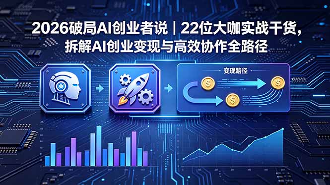 （18628期）2026 破局 AI 创业者说｜22 位大咖实战干货，拆解 AI 创业变现与高效协作全路径-低成本创业项目大全｜短视频带货+AI副业变现｜知行创业网