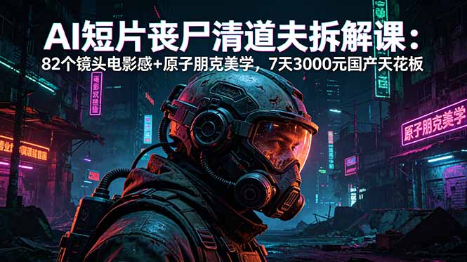 （18649期）AI短片《丧尸清道夫》拆解课：82个镜头电影感+原子朋克美学，7天3000元国产天花板-低成本创业项目大全｜短视频带货+AI副业变现｜知行创业网