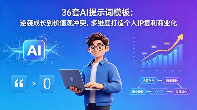 （18630期）36套AI提示词模板：逆袭成长到价值观冲突，多维度打造个人IP复利商业化-低成本创业项目大全｜短视频带货+AI副业变现｜知行创业网
