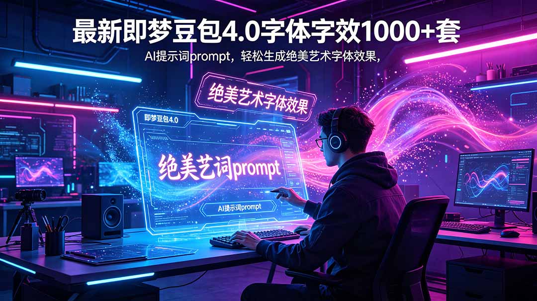 （18650期）最新即梦豆包4.0字体字效1000+套，AI提示词prompt，轻松生成绝美艺术字体效果-低成本创业项目大全｜短视频带货+AI副业变现｜知行创业网