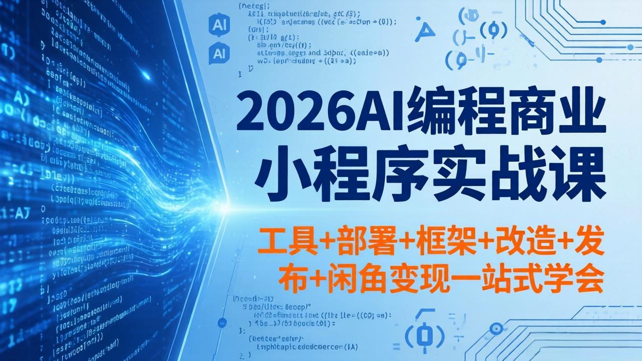 （18293期）2026AI编程商业小程序实战课，工具+部署+框架+改造+发布+闲鱼变现一站式学会-低成本创业项目大全｜短视频带货+AI副业变现｜知行创业网