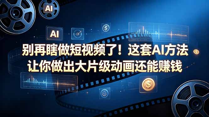 (18549期)别再瞎做短视频了!这套 AI 方法让你做出大片级动画还能赚钱【原创双语字幕】-低成本创业项目大全|短视频带货+AI副业变现|知行创业网