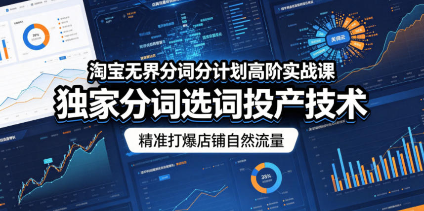 淘宝无界分词分计划高阶实战课，独家分词选词投产技术，精准打爆店铺自然流量-低成本创业项目大全｜短视频带货+AI副业变现｜知行创业网