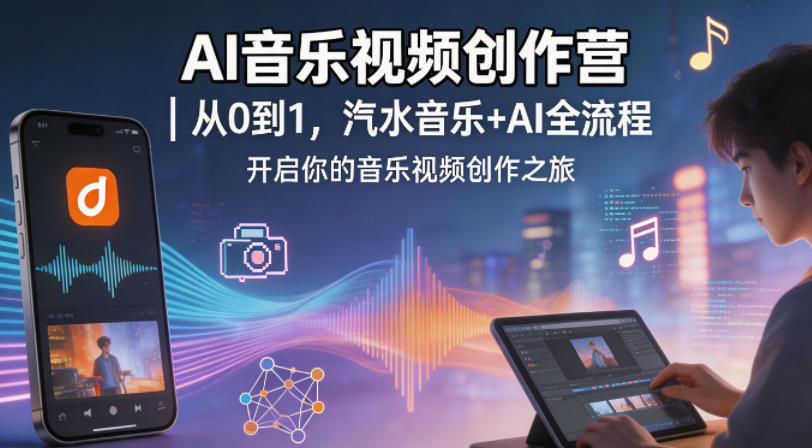 AI音乐视频创作营｜从0到1，汽水音乐+AI全流程，开启你的音乐视频创作之旅-低成本创业项目大全｜短视频带货+AI副业变现｜知行创业网