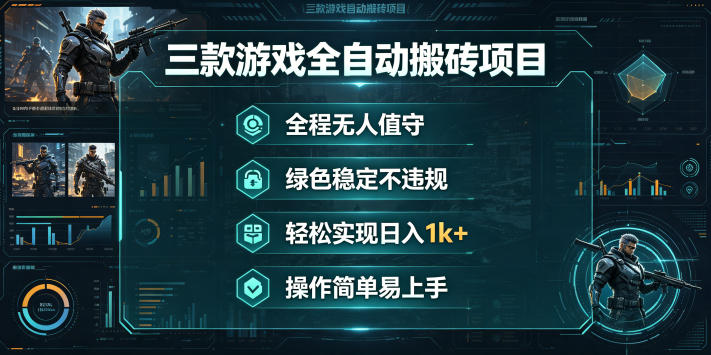 三款游戏全自动搬砖项目，全程无人值守、绿色稳定，轻松实现日入1k+，操作简单易上手【揭秘】-低成本创业项目大全｜短视频带货+AI副业变现｜知行创业网