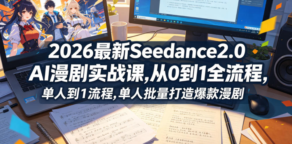 2026最新Seedance2.0 AI漫剧实战课,，从0到1全流程，单人批量打造爆款漫剧-低成本创业项目大全｜短视频带货+AI副业变现｜知行创业网