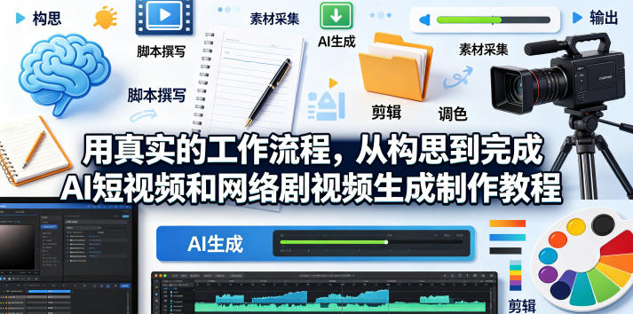 用真实的工作流程，从构思到完成AI短视频和网络剧视频生成制作教程-中英字幕-低成本创业项目大全｜短视频带货+AI副业变现｜知行创业网