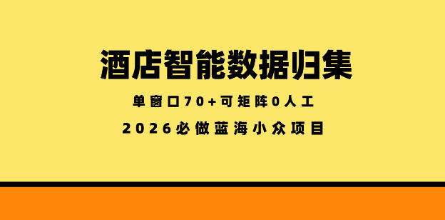 酒店智能数据归集,小众蓝海已经稳定半年之久,单窗口70+零成本矩阵开干【揭秘】-低成本创业项目大全|短视频带货+AI副业变现|知行创业网