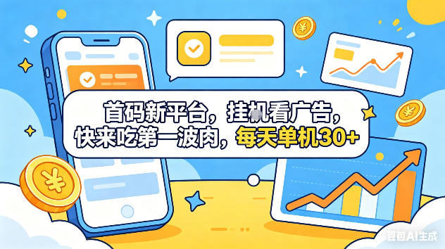 首码新平台，挂G自动看广告，快来吃第一波肉，每天单机30+，可矩阵放大【揭秘】-低成本创业项目大全｜短视频带货+AI副业变现｜知行创业网