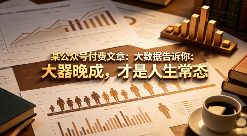 某公众号付费文章：大数据告诉你：大器晚成，才是人生常态-低成本创业项目大全｜短视频带货+AI副业变现｜知行创业网
