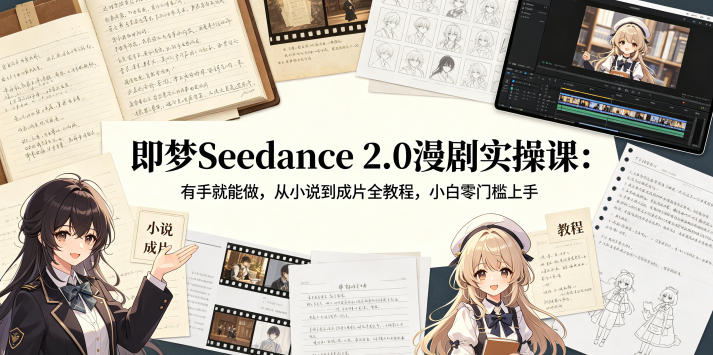 即梦Seedance 2.0漫剧实操课：有手就能做，从小说到成片全教程，小白零门槛上手-低成本创业项目大全｜短视频带货+AI副业变现｜知行创业网