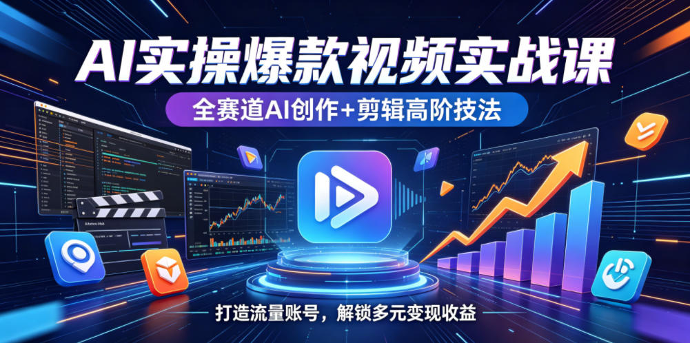 AI实操爆款视频实战课，全赛道AI创作+剪辑高阶技法，打造流量账号，解锁多元变现收益-低成本创业项目大全｜短视频带货+AI副业变现｜知行创业网