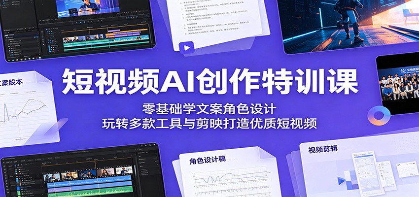 短视频AI创作特训课：零基础学文案角色设计，玩转多款工具与剪映打造优质短视频-低成本创业项目大全｜短视频带货+AI副业变现｜知行创业网