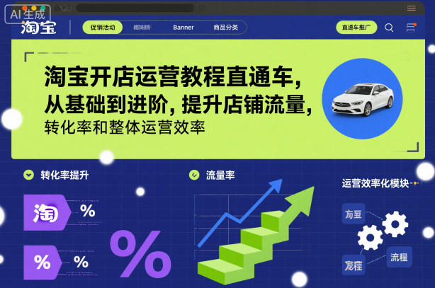 淘宝开店运营教程直通车，从基础到进阶，提升店铺流量，转化率和整体运营效率（更新26年4月20日）-低成本创业项目大全｜短视频带货+AI副业变现｜知行创业网