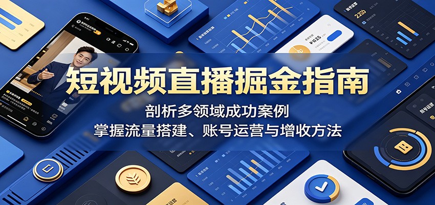 短视频直播掘金指南：剖析多领域成功案例，掌握流量搭建、账号运营与增收方法-低成本创业项目大全｜短视频带货+AI副业变现｜知行创业网