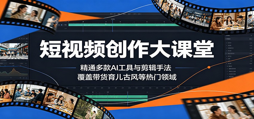 短视频创作大课堂：精通多款AI工具与剪辑手法，覆盖带货、育儿、古风等热门领域-低成本创业项目大全｜短视频带货+AI副业变现｜知行创业网