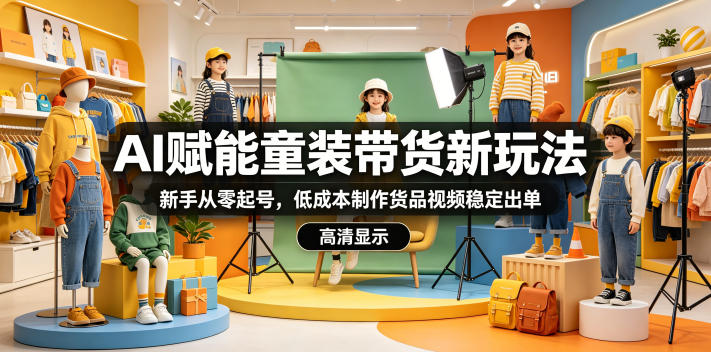 AI赋能童装带货新玩法，新手从零起号，低成本制作货品视频稳定出单-低成本创业项目大全｜短视频带货+AI副业变现｜知行创业网