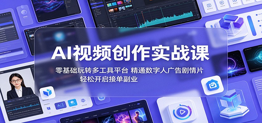 AI视频创作实战课：零基础玩转多工具平台，精通数字人广告、剧情片，轻松开启接单副业-低成本创业项目大全｜短视频带货+AI副业变现｜知行创业网