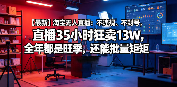 【最新】淘宝无人直播：不违规、不封号，直播35小时狂卖13W，全年都是旺季，还能批量矩阵操作【揭秘】-低成本创业项目大全｜短视频带货+AI副业变现｜知行创业网