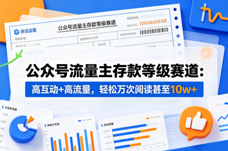 公众号流量主之存款等级赛道，高互动+高流量，轻松达到万次阅读，甚至10w+-低成本创业项目大全｜短视频带货+AI副业变现｜知行创业网
