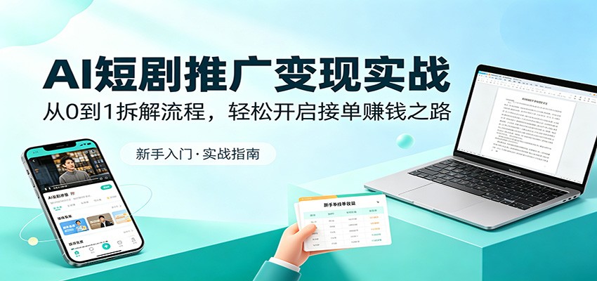 AI短剧推广变现实战：从0到1拆解流程，轻松开启接单赚钱之路-低成本创业项目大全｜短视频带货+AI副业变现｜知行创业网